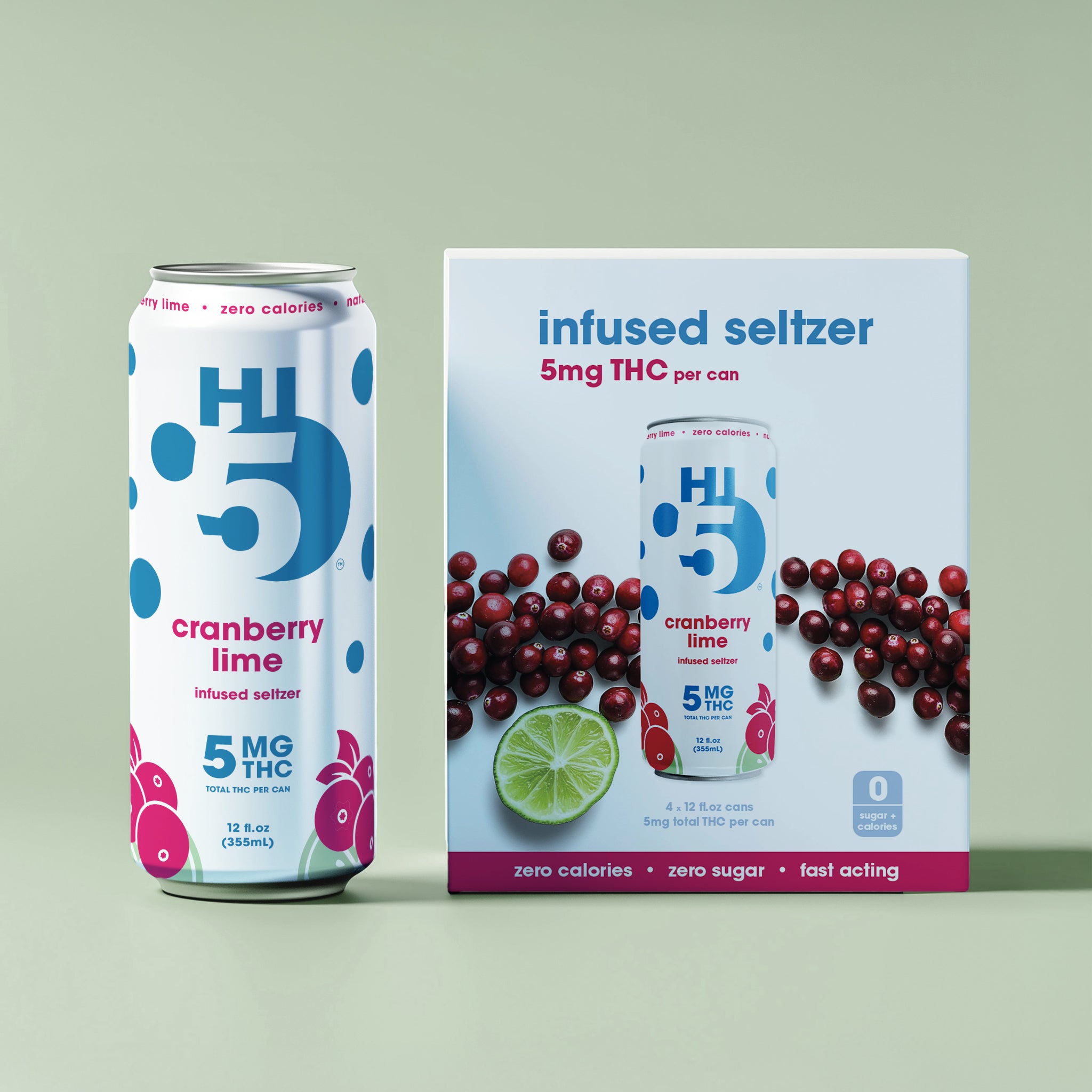 Cranberry Lime Seltzer | Shop Hi5 Infused Seltzer | THC Drinks